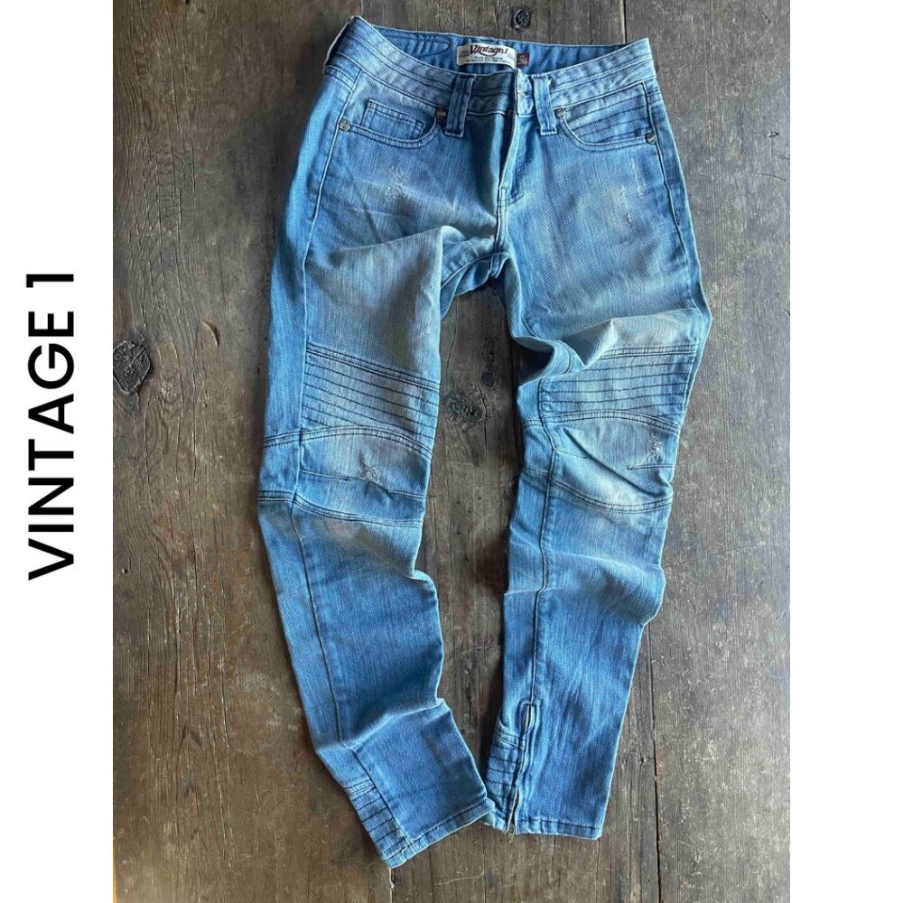 🔥 "SUPER RARE"  Vintage-1 I  Low Rise Indigo Skinny Moto Street Jeans I Size 26